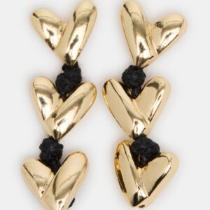 Heart Linear Earrings Black/gold - Image 1