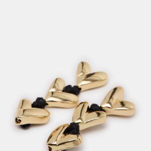 Heart Linear Earrings Black/gold - Image 2