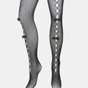 Fishnet Bow Tights Black