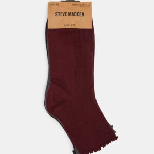 3 Pack Lettuce Edge Anklet Socks Burgundy - Image 3