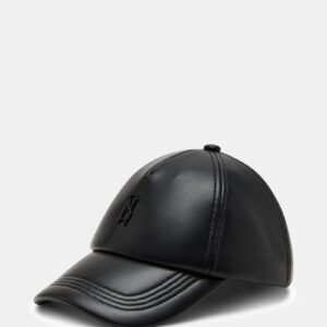 Faux Leather Puffer Baseall Cap Black - Image 2
