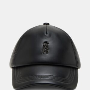 Faux Leather Puffer Baseall Cap Black - Image 1