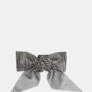 Rhinestone Mesh Hair Bow Black/silver - Image 1