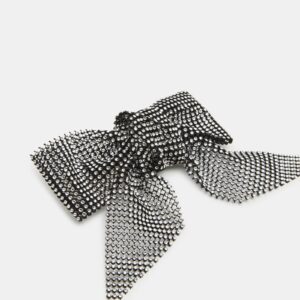 Rhinestone Mesh Hair Bow Black/silver - Image 2