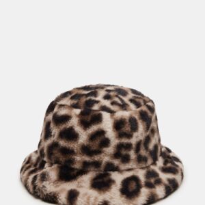Faux Fur Bucket Hat Leopard - Image 3