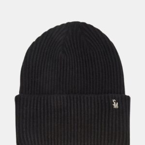 Double Layer Ribbed Knit Beanie Black - Image 1