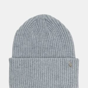 Double Layer Ribbed Knit Beanie Grey