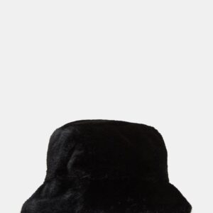 Faux Fur Bucket Hat Black