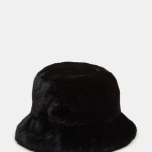 Faux Fur Bucket Hat Black - Image 3