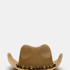 Beaded Trim Western Hat Tan