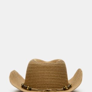 Beaded Trim Western Hat Tan - Image 3