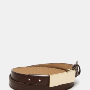Stacked Square Buckle Belt Chocolate - Image 3
