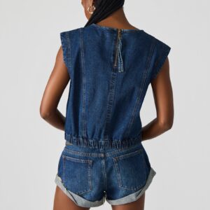 Leila Denim Top Dark Blue - Image 3