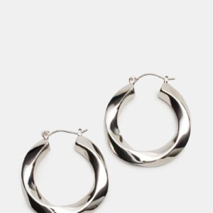 Medium Twisted Hoops Silver