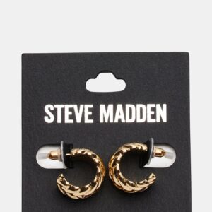 Woven Huggie Earrings Gold - Image 3