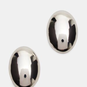 Oval Stud Earrings Silver - Image 1
