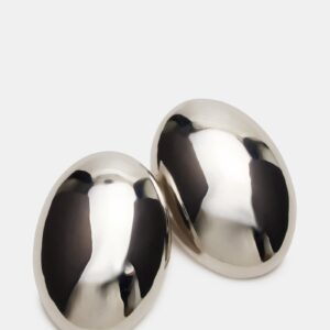 Oval Stud Earrings Silver - Image 2