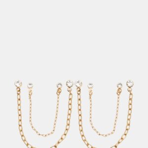 Crystal Chain Earrings Set Gold