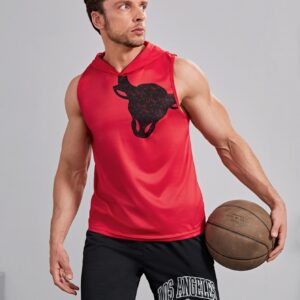 Boyfriend Style Men Graphic Hooded Sports Tank Top