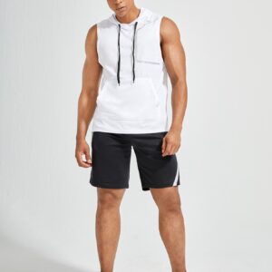 Boyfriend Style Men Letter Graphic Drawstring Hooded Sports Tank Top Tank Top Pack - Image 5