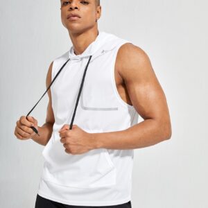 Boyfriend Style Men Letter Graphic Drawstring Hooded Sports Tank Top Tank Top Pack - Image 6
