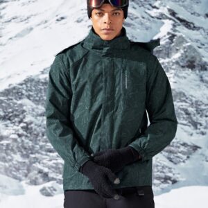 Boyfriend Style Men Tropical Print Zipper Drawstring Hooded Sports Jacket Workout Tops - Image 3
