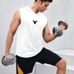 Boyfriend Style Men Bull & Letter Graphic Hooded Sports Tank Top - Image 4