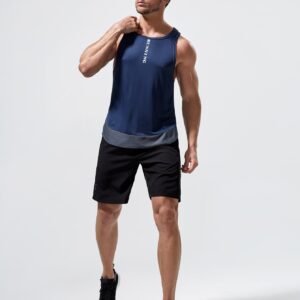 Boyfriend Style Men Letter Graphic Reflective Striped Sports Tank Top Workout Tops - Image 3