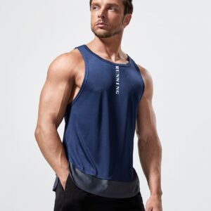 Boyfriend Style Men Letter Graphic Reflective Striped Sports Tank Top Workout Tops - Image 4