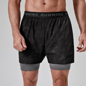 Boyfriend Style Men Reflective Panel 2 In 1 Sports Shorts With Phone Pocket - Image 4