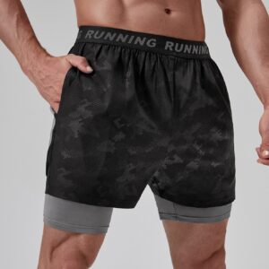 Boyfriend Style Men Reflective Panel 2 In 1 Sports Shorts With Phone Pocket - Image 5