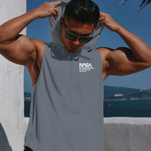 Boyfriend Style Men Slogan Graphic Hooded Sports Tank Top - Image 3