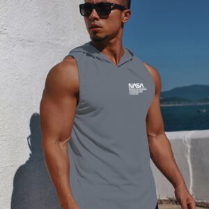 Boyfriend Style Men Slogan Graphic Hooded Sports Tank Top