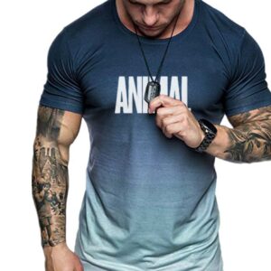 Boyfriend Style Men Letter Graphic Ombre Sports Tee - Image 3