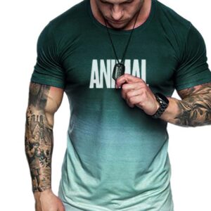 Boyfriend Style Men Letter Graphic Ombre Sports Tee - Image 3