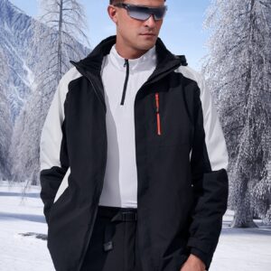 Men Colorblock Zipper Pocket Hooded Sports Jacket Workout Tops - Image 3