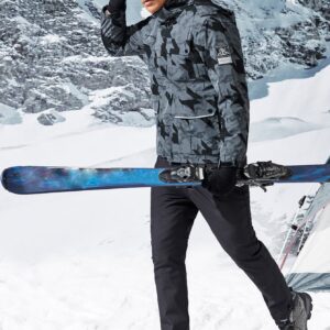 Men Houndstooth Print Patched Detail Hooded Sports Jacket Workout Tops