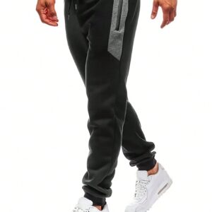 Boyfriend Style Men Contrast Panel Drawstring Waist Sports Pants Fall Fall Breathable Sweat-Wicking Lightweight Comfortable Running Muscle Minimalist Design Slim Fit For Workout Training Atheltic Wear
