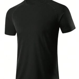 Boyfriend Style Men Solid Raglan Sleeve Sports Tee Workout Tops