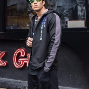 Men Letter Graphic Zip Up Hooded Sports Jacket Workout Tops - Image 3