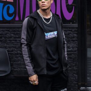 Men Letter Graphic Zip Up Hooded Sports Jacket Workout Tops - Image 5