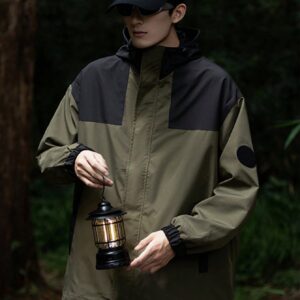 Men Colorblock Zip Up Hooded Sports Jacket Workout Tops