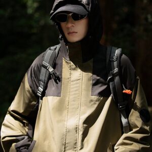Men Colorblock Zip Up Hooded Sports Jacket Workout Tops - Image 3