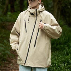 Men Zip Up Drawstring Hooded Sports Jacket Workout Tops
