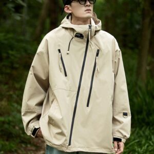 Men Zip Up Drawstring Hooded Sports Jacket Workout Tops - Image 3