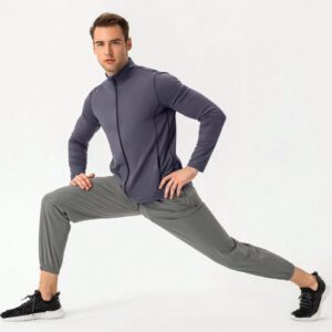 Men Zip Up Slant Pocket Sports Jacket Workout Tops Grey Jacket Hiking Outfithiking Clothesmen Active Wearsports Wear For Menjogging Suits For Men - Image 7