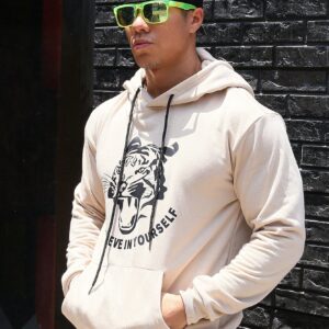 Men Slogan Graphic Kangaroo Pocket Drawstring Sports Hoodie Men Sweatshirt - Image 7