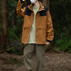 Men Colorblock Drawstring Hooded Sports Jacket Workout Tops - Image 4