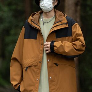 Men Colorblock Drawstring Hooded Sports Jacket Workout Tops - Image 5