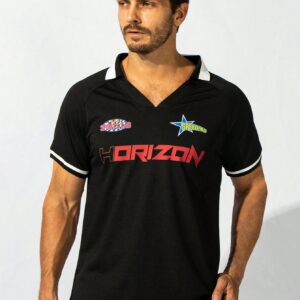 Men Letter Graphic Contrast Trim Sport Polo Shirt Workout Tops Golf Shirt - Image 3